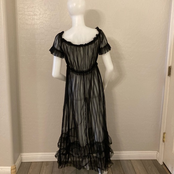 Black Sheer Mesh Lace Maxi Dress Large - Picture 10 of 12